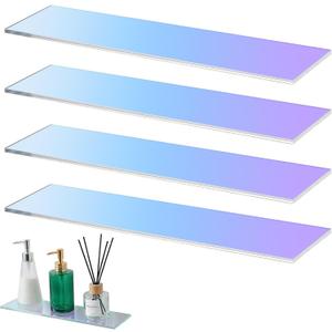 Leinuosen 4 Pcs Iridescent Medicine Shelves 13 Inch Acrylic Medicine Cabinet Replacement Shelves Suitable for Bathroom Living Room Kitchen Wall Mounted and Hanging Cabinet