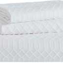 Superior Remi Cotton Blend 2 Piece Bedspread Set, Home Bed Decor, Oversized Bedspread, 1 Pillow Sham, Medium Weight Blanket, Geometric Fringe, Matelasse Coverlet, Bedding Essentials, Twin, White