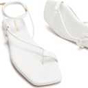 Women's Lace Up Sandals Strappy Flats Gladiator Wrap Flip Flop Tie Open Ring Toe Summer Shoes (8, White)