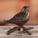 BRASSTAR Rustic Cast Iron Bird with Branches Statue Antique Garden Farmhouse Decoration Home Desk Figurine Replica Rust Color TQGJPT108