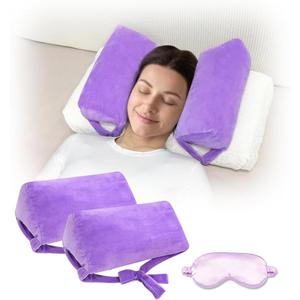 AOSSA Anti Aging Pillow for Women, Anti Wrinkle Face Beauty Pillow, Head Stabilizer, Back Sleep Training Face Up Head Positioning, Wrinkle Prevention for Face Post Surgery Support for Sleeping Upright (Purple)