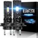 BEAMTECH H7 Light Bulb, No Adapter Need High Speed Fan 6500K Xenon White H7 Bulbs or Fog Lights Pack of 2