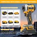 Cordless Impact Driver Compatible with Dewalt 20V /60V Max Battery, 1/4" Hex Chuck Power Impact Driver with 2500 In-lbs, 4 Available Speed, Auto Stop & LED Light (No Battery), Yellow