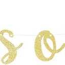 LINGTEER Arrows or Bows Gold Glitter Cursive Script Bunting Banner Baby Shower Gender Reveal Boy or Girl Party Decoration Table Wall Sign - NO DIY REQUIRED.