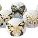 Royal Kraft Vintage Golden and Black Printed Ceramic Pull Knobs for Kitchen Cabinet, Door & Drawer, Wardrobe, Cupboard (Set of 10)