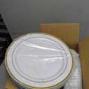 Goodluck 100PCS Gold Plastic Plates, 10.25 Inch Dinner Plate with Gold Rim, Heavy Duty Disposable Plastic Plates for Party, Wedding, Birthday & Daily Use