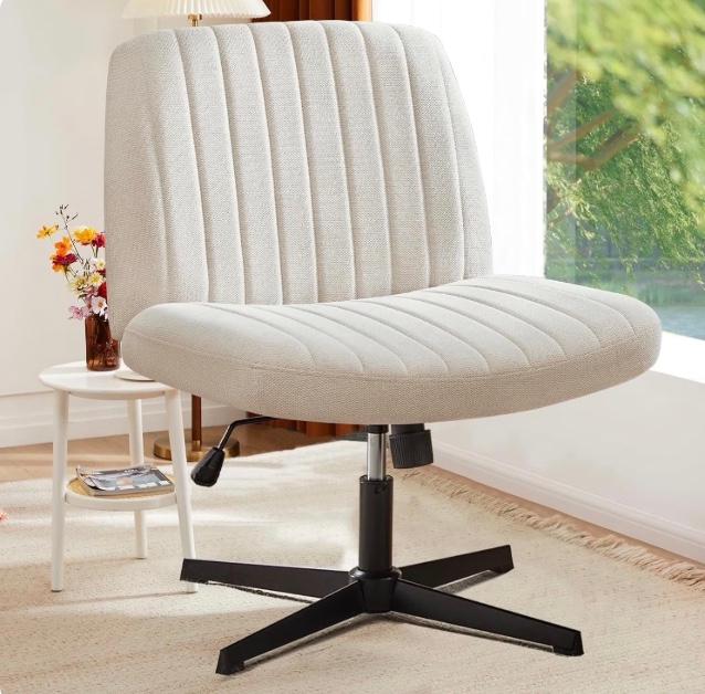 Simenmax Home Office Desk Chair, Mid-Century Inspired Adjustable Swivel Comfy Upholstered,Beige