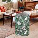 Laundry Basket Canvas Fabric Collapsible Organizer Basket for Storage Bin Toy Bins Gift Baskets Bedroom Clothes Children Nursery Hamper (Round Leaf)