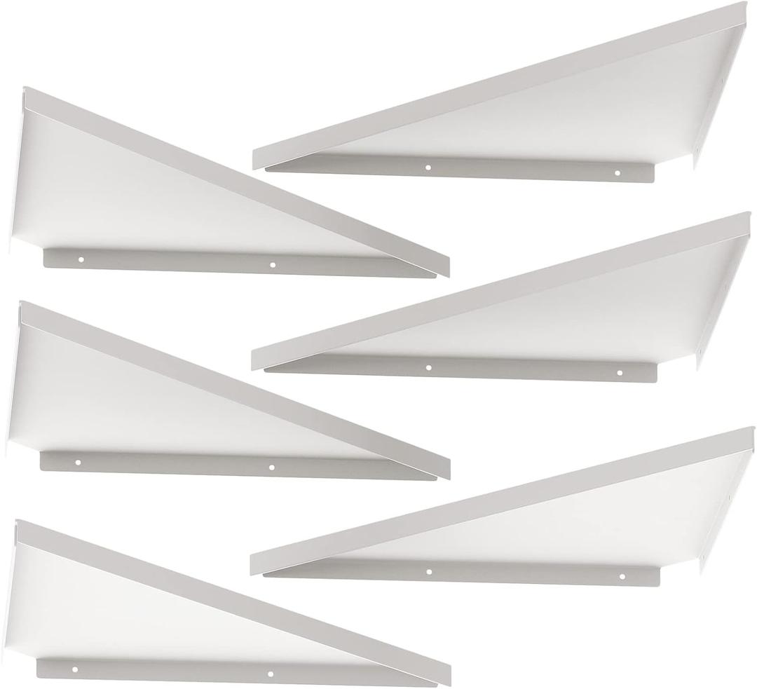 LEOPO 6 Pack Corner Mounting Shelf, Heavy Duty Corner Floating Shelves, Easy to Install Metal Corner Shelves, White
