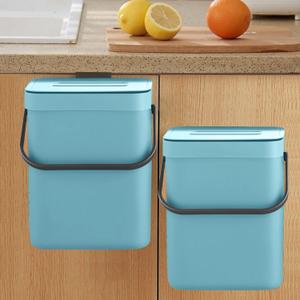 LALASTAR Small Waste Bin with Lid, Indoor Kitchen Compost Bin, Sealed Under Sink Container for Food Waste, Countertop Mountable Bin for Bathroom, RV, 5L/1.3 Gal, Blue