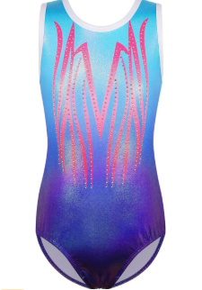 BAOHULU Gymnastics Leotards for Girls Sparkly Dance Outfit One Piece Kids Athletic Clothes, Size 10A, Diamond Bluerose