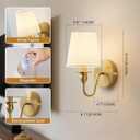 Battery Operated Wall Sconces set of Two,Wireless Wall Sconces with 10000mAh Dimmable Bulb and Remote,LED 15 Colors Rechargeable Gold Wall Sconce with Fabric for Bedroom Living Room Hallway Wall Decor (2 Pack)