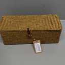 DECRAFTS Seagrass Storage Basket with Lid Rectangular Small Woven Shelf Baskets with Sections for Organize Snack Toys Tampon