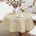 JIUZHEN Round Textured Table Cloth Linen Wrinkle Free Stain Resistant Farmhouse Decorative Circular Tablecloth for Kitchen, Dining, Party, Wedding, Outdoor Use (30 Inch Round,Beige)