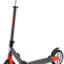 Mongoose Elevate Duo Air Youth/Adult Folding Kick Scooter, Air Filled Tires, Ages 8 Years and Up, Kickstand, Max Rider Weight 220 Pounds, Grey/Red