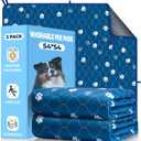 Fostanfly Washable Pee Pads for Dogs, 2 Pack Large 54"x54" Ultra-Absorbent and Leak-Proof Non-Slip Reusable Potty Training Pads for Dogs, Puppy & Cats of Add 8 Lanyards-Blue