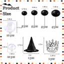 42 Pcs Witch Party Decorations Kit - Halloween Cake Toppers with Black Balloons, Silver Crown, Witch Hat & Glitter Balls for Birthday, Fantasy Party Supplies (Transparent ball+Silver Crown)