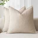 Fall Throw Pillow Covers,18 x 18 Inch Pillow Covers Set of 2, Decorative Linen Soild Summer Pillow Covers Soft Cover Boho Farmhouse Neutral Pillowcase for Couch Sofa Bedroom Living Room Home Decor