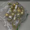 4 Pcs 15 Inch Gold Christmas Tree Picks Xmas Glitter Ball Christmas Tree Decorations Artificial Stems for Xmas Topper Ornaments DIY Wreath Garland Crafts Winter Home Decor