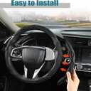 West Llama 3PCS Leather Car Steering Wheel Cover,Snap On Steering Wheel Protector Universal 99% Cars(3PCS-Black)