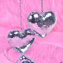 Disco Balls 2 Pack Silver Heart-Shaped Stage Mirror Balls Hanging Decor for Party, Room, Wedding, Garden, Retro Reflective Disco Ball Handmade Gifts (6.3 inch)