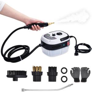 Handheld Steam Cleaner, 2500W Hand-Held High Pressure Portable Cleaning Machine with 3 Brush, High Temperature Steamer for Home Use, Kitchen, Furniture, Bathroom, Car (White)