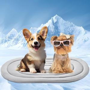 Pet Dog Cooling Mat 35x19 Reversible Cooling Pad for Dogs and Cats, Comfort Ice Silk Cotton Summer Dog Bed Outdoor Indoor Washable, Ideal for Kennel Sofa Floor Car Seats