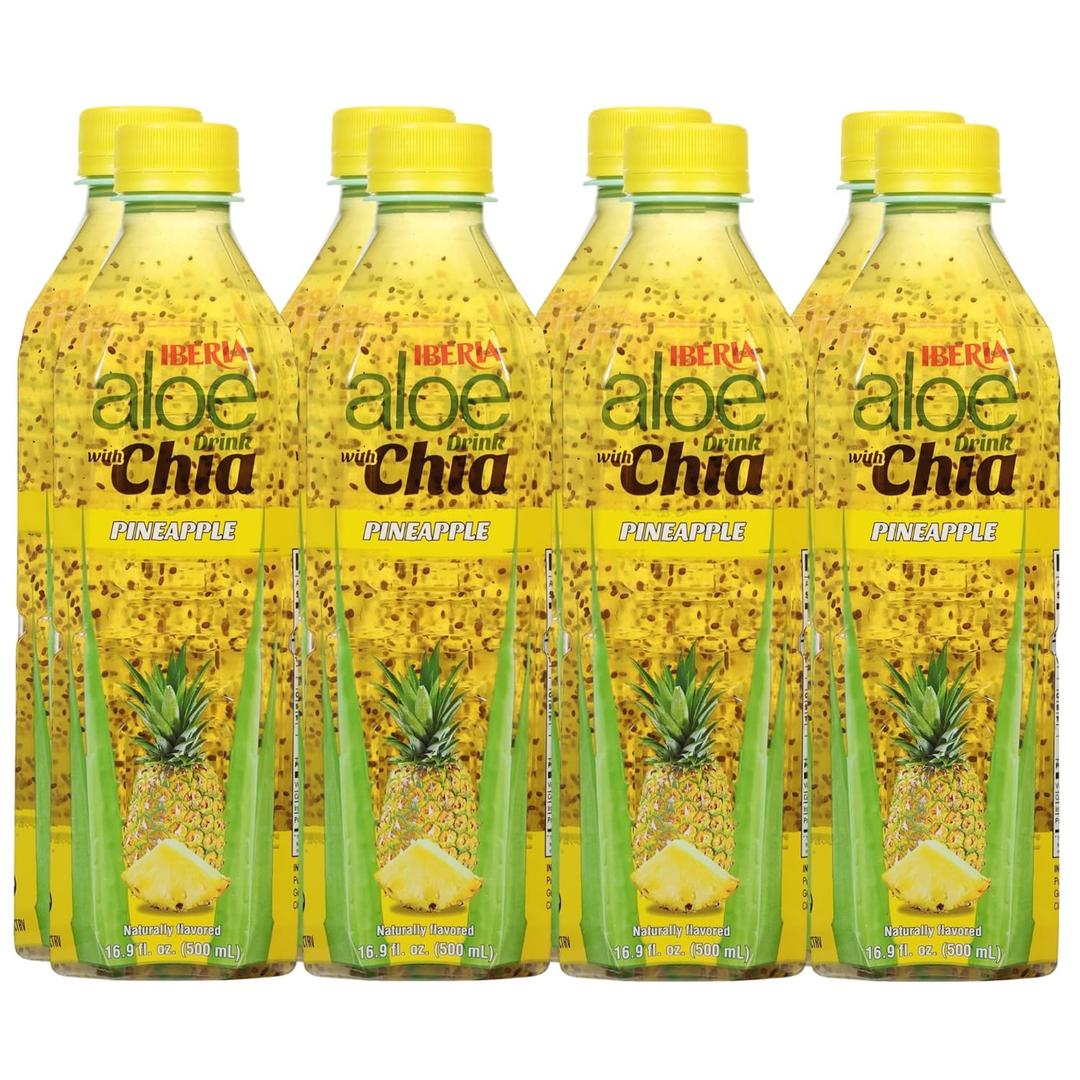 Iberia Aloe Vera Drink With Chia, Mango, 16.9 Fl Oz (Pack of 8)