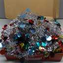 MACTING Whimsical Christmas Tree with Ball String Lights 5FT Pop Up Curved Tree with 15 Ball Lights & Hanging Ornaments Collapsible Tinsel Tree for Apartment Porch Indoor Outdoor Xmas Decor,Silver