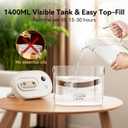 DIGIX Rechargeable Portable Humidifier-Smart Display,Night Light,Easy Clean,1.4L Small Humidifiers for Bedroom Baby, Personal Mini Humidifier for Travel Home Plants,3 Mist Modes, Auto Shut-Off (White)