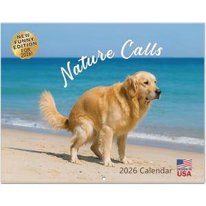 Dogs Pooping Calendar 2026 - Funny Wall Calendar 2026, White Elephant Gifts Useful, Funny Gag Gifts, Hilarious Yankee Swap Prank Dirty Santa Christmas Gift for Adults Men Women Brother Coworkers family