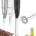 SIMPLETASTE Milk Frother Handheld Electric Foam Maker, Drink Mixer with Stainless Steel Whisk for Cappuccino, Bulletproof Coffee, Latte, Black, with Stand, Battery Operated