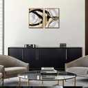 Yolbcdr Framed Wall Art Abstract Canvas Wall Art Set of 2 Black Gold Decor Pictures Modern Print Artwork for Bedroom Living Room Office 16x24 inch Framed