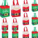 YALTOON 12 Pack Small Christmas Gift Bags, Tiny Xmas Tote Bags with Handles, Non-Woven Mini Christmas Bags for Gifts, Xmas Party Favors, Candy Goodie Bag, Small Trinkets, 12pcs S 10.2"x8.3"x3.9"