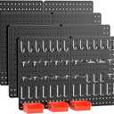 Peg Board, 114PCS Heavy Duty Metal Pegboard with Hooks, 8 Pack Black Peg Board Panels, 60lbs Load Capacity Each, Pegboard Wall Organizer for Garage, Workshop, Kitchen, Craft Rooms