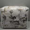 VK VK·LIVING Round Washable Rug 5'Ft Vintage Machine Washable Area Rugs with Non Slip Round Rugs for Living Room Bedroom Traditional Woven Carpet Stain Resistant Dining Office Boho Rug, Green & Beige