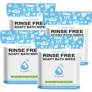100 Pcs Body Wipes for Adults Bathing No Rinse, Bath Wipes Rinse Free Dry Shower Wipe for Adults. Soap Infused, Disposable Body Cloth for Elderly, Camping, Hiking, GYM & Travel (4 Pack)