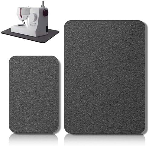 2 Pcs Sewing Machine Muffling Mat Pedal Sewing Mat Reduce Vibrations Noise No Slip Machine Accessories for Quilting(15" X 20" and 9" X 14",Black)