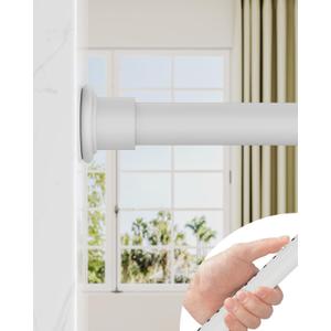 ALLZONE Tension Curtain Rod for Windows,123 to 160 Inch, Heavy Duty Extra Long Curtain Rods, Non-Slip Bathroom Shower Tension Rod, Renter Friendly, Adjustable, Spring Loaded, White (123-160 Inches)