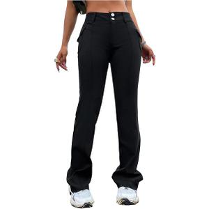 Floerns Women's Solid High Waisted Stretch Pants Straight Leg Pants with Flap Pockets XS