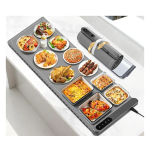Food Warming Mat Large, XXL (42"x15") Electric Food Warmers Mat with Heat Resistant Pad for Countertop, Heat 6 Level Temperature & 6 Hours Timer, Foldable Heating Trays for Buffets Party, Gray