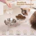 Elevated Cat Bowls,6.7" Extra Wide Raised Stainless Steel Cat Food Bowls with Anti-Slip Metal Stand Whisker Friendly Water Dishes for Indoor Cats and Small Dogs- 2 Pack
