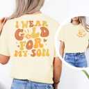 Childhood Cancer Awareness Shirt Women in September We Wear Gold Tshirt Gold Ribbon Pediatric Cancer Short Sleeve Tops (L)