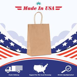 GSSUSA 40 Pack Paper Gift Bags 5.25x3.75x8 Inch Small Brown Paper Bags with Handles Bulk, Brown Kraft Bag for Small Business, Sturdy Grocery Retail Shopping Birthday Party Favor Craft Bag （Made in USA）