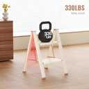 2 Step Ladder, 2 Step Stool for Adults, Folding Step Ladder with Secure Footing, Widened Pedal, Aesthetically Pleasing Looking, Blends Right into Domestic Rooms, Cream Chocolate