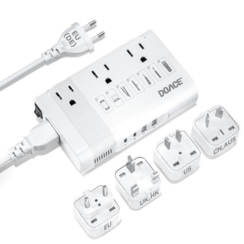 DOACE 220V to 110V Converter for European Travel - 350W 7 in 1 Voltage Converter US to Europe with 3AC, 2QC+2PD for Using U.S. Devices Abroad - Hair Straightener Shaver Toothbrush Laptop Camera Phone