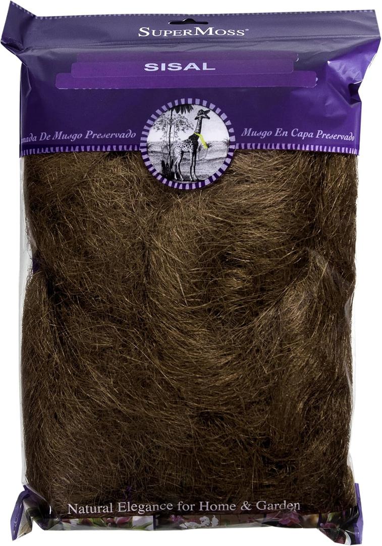 SuperMoss (29916 Natural Sisal Fiber Strands | Decorative Basket Filler, Gift Box Shred, Craft Twine & Vase Decor | Perfect for Cat Toys, Indoor Plants, and Floral Arrangements, 200 Cu in, Brown