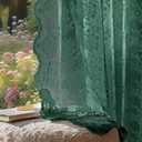 Vintage Lace Curtains 63 Inches Long 2 Panels, Romantic Semi Sheer Floral Lacy Curtain for Living Room, Elegant Window Drapes for Bedroom, Each Panel 55W x 63L, Turquoise