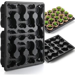RooTrimmer 20 Cell Plant Trays for Carrying 3 inch Round Nursery Pots, Sturdy Plastic Trays Suitable for Holding 100 pcs Peat Pots (5 Packs)