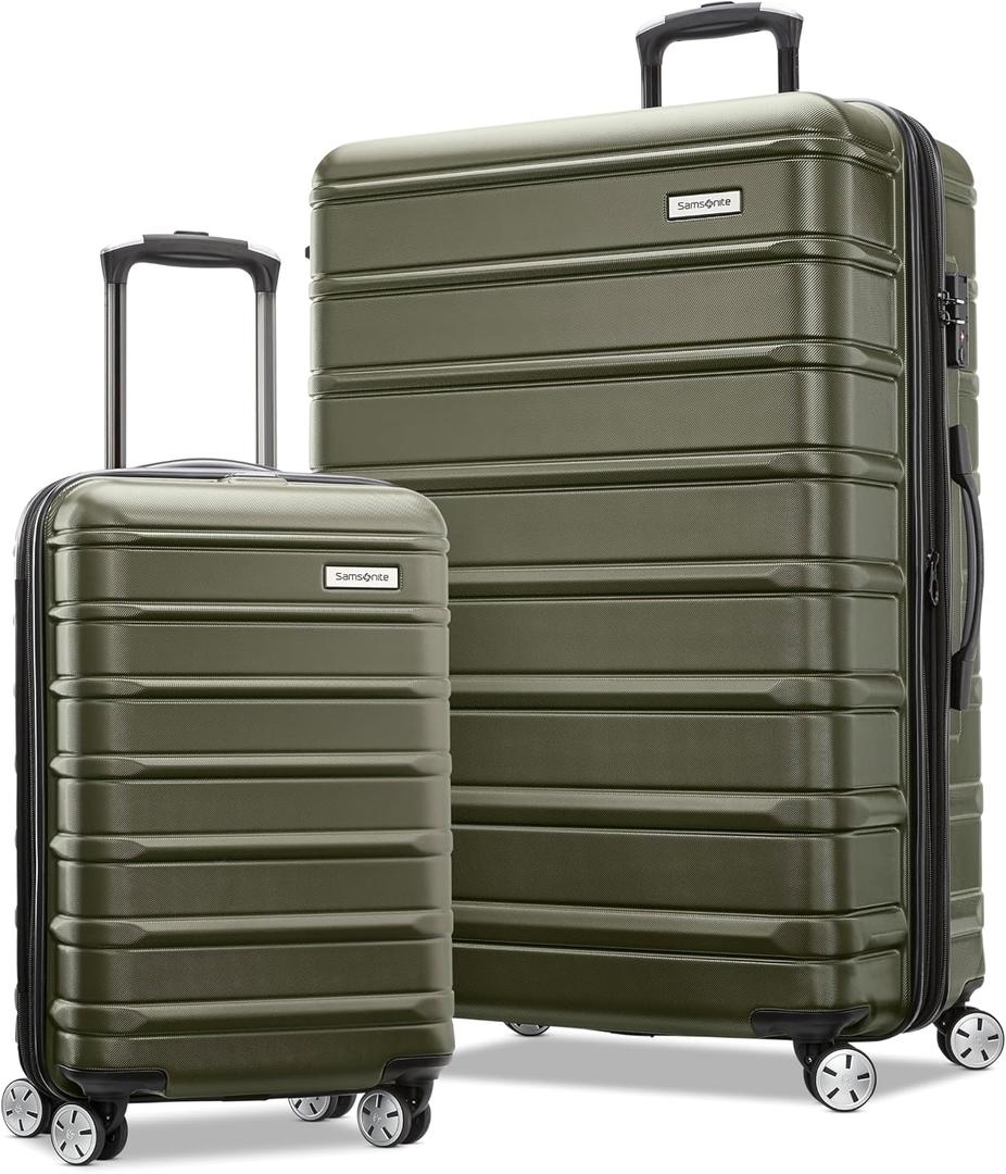 Samsonite Omni 2 Hardside 2 Piece Set - Includes Global Carry-On & Large Checked Suitcases - 360° Dual Spinner Wheels - Integrated TSA Lock & Expansion - Vita Olive